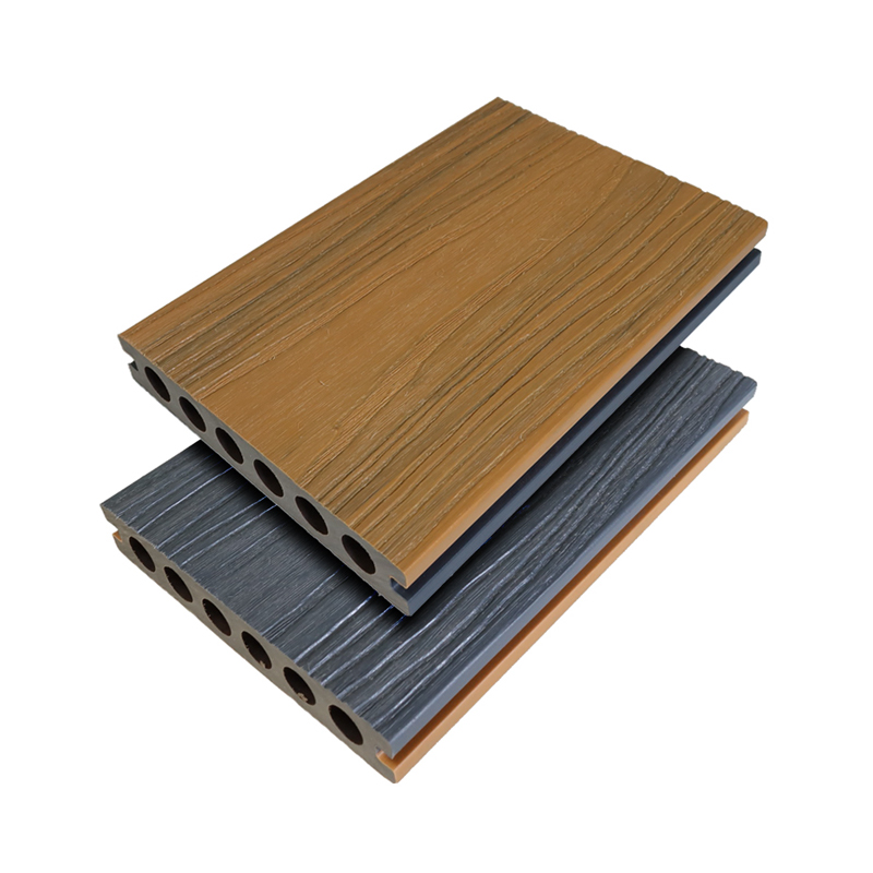 SRL-138* 23mm Outdoor WPC Composita 3D Deep Embossing Co-extrusionem circa cavum Sliver Grey Decking Tabulatum